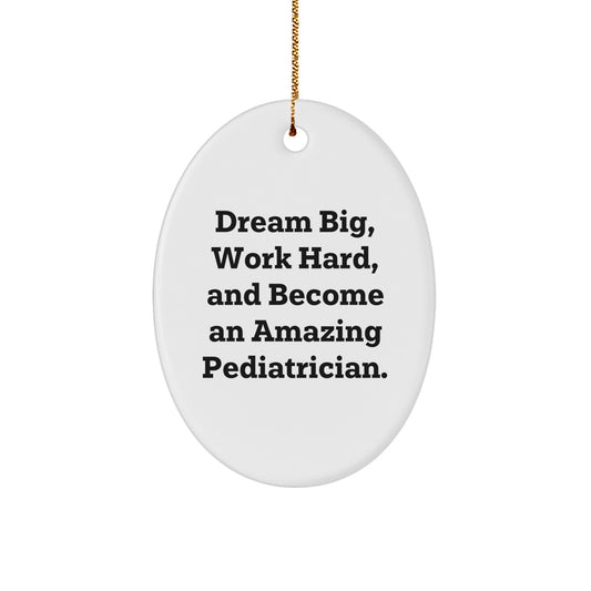 Gifts from Family for Pediatrician - Dream Big Work Hard Oval Ornament, Funny Quote, Christmas Unique Gifts - Image 1