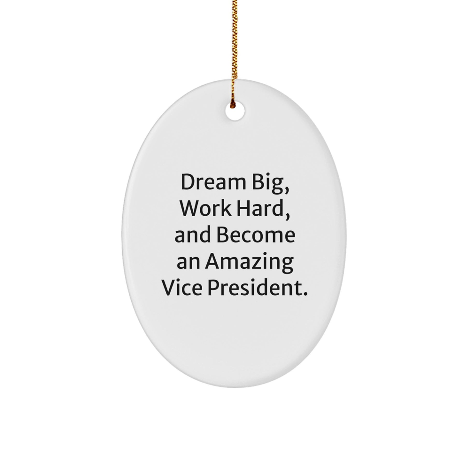 Funny Vice President Christmas Unique Gifts from Friends to Vice President Oval Ornament, 'Dream Big, Work Hard, And Become An Amazing Vice President.' - Image 1