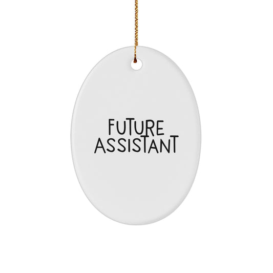 Funny Future Assistant Oval Ornament Gifts for Assistant from Friends at Christmas Time, Christmas Unique Gifts for Future Assistant, Assistant Christmas Tree Ornament - Image 1