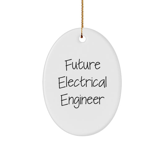Funny Electrical Engineer Christmas Unique Gifts for Men Friends, Oval Ornament for Future Electrical Engineer, 'Future Electrical Engineer, It's a Shocking Career!' Oval Ornament - Image 1