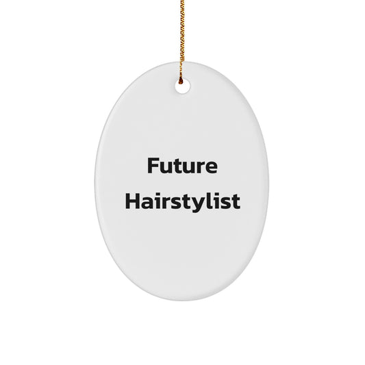 Funny Future Hairstylist Oval Ornament Gifts from Friends for Family - Image 1