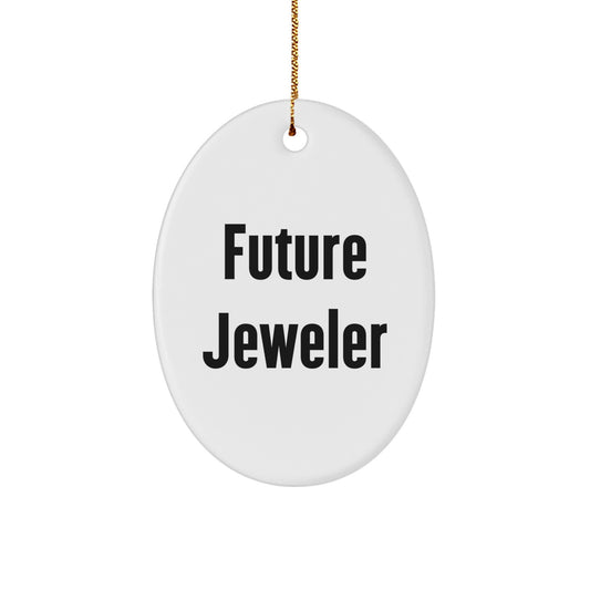 Funny Future Jeweler Oval Ornament, Gifts from Family for Jeweler, Oval Ornament Decoration, Christmas Unique Gifts - Image 1