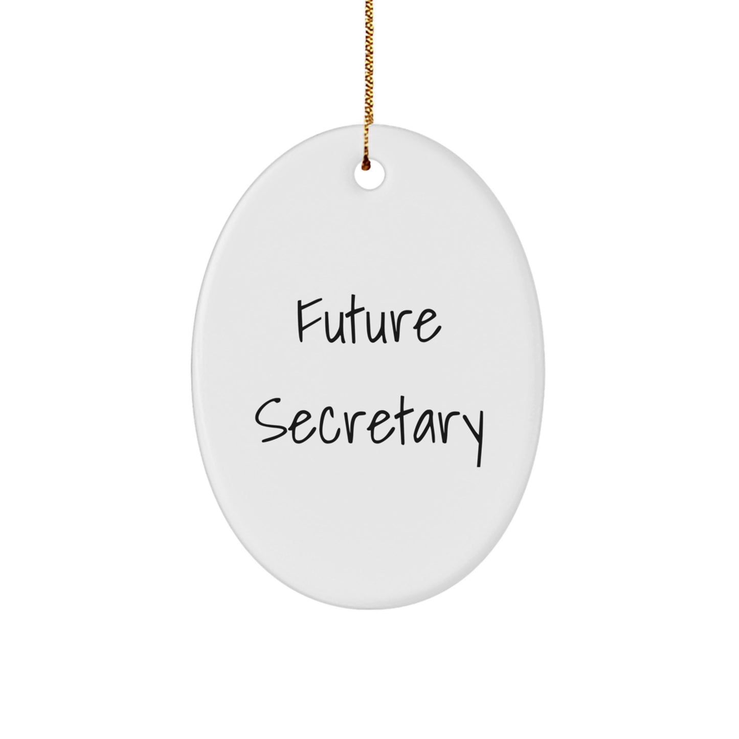 Funny Inspirational Quotes Future Secretary Christmas Oval Ornament Gifts from Family, Friends, Coworkers to Secretary, Men, Women - Image 1