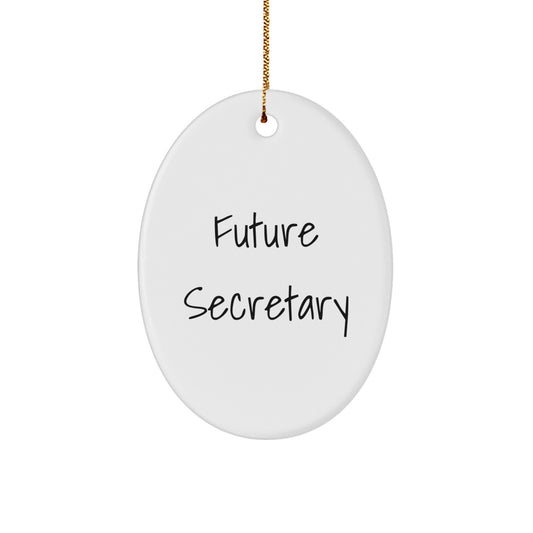 Funny Inspirational Quotes Future Secretary Christmas Oval Ornament Gifts from Family, Friends, Coworkers to Secretary, Men, Women - Image 1
