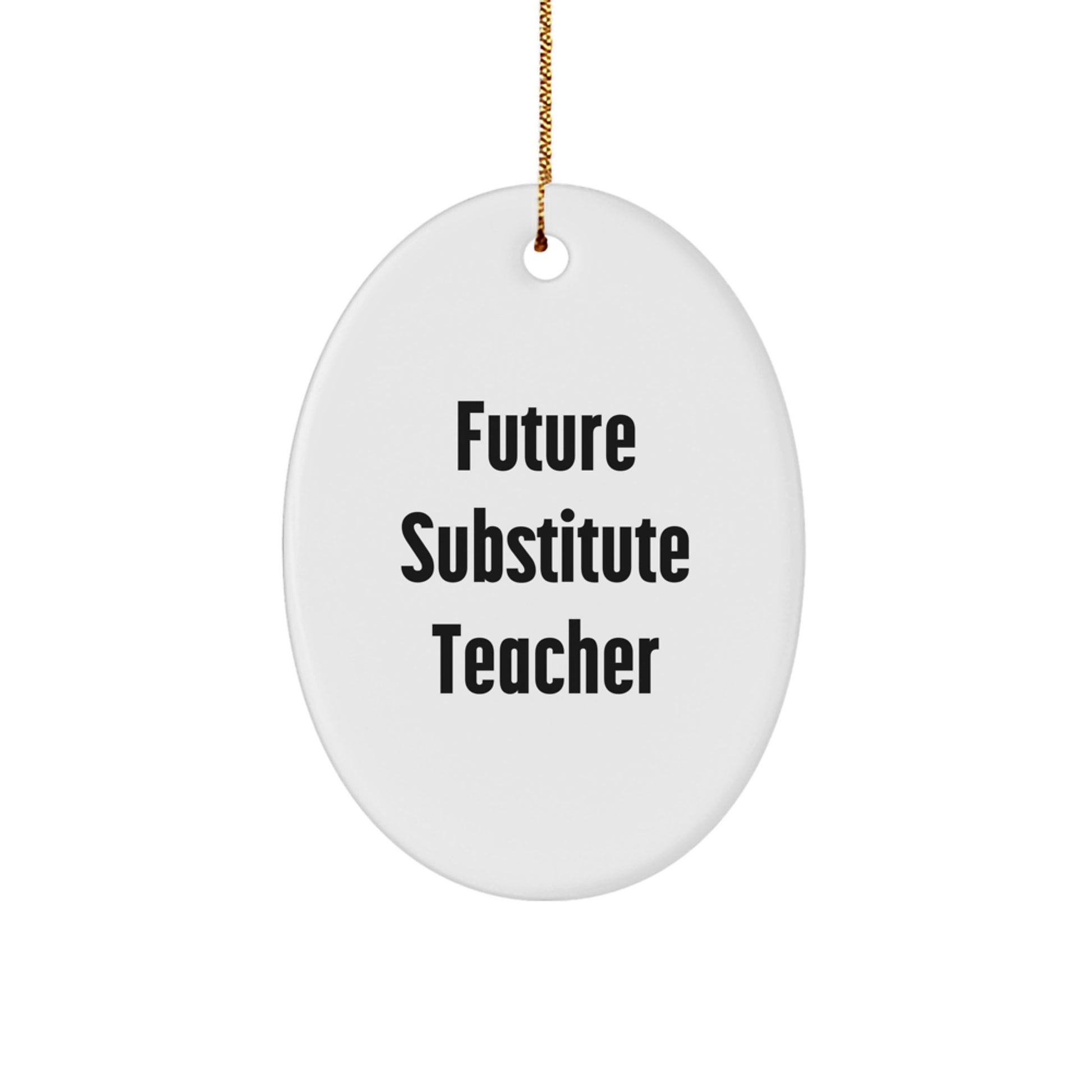 Funny Quote Gifts for Substitute Teachers - Oval Ornament, Unique Christmas Unique Gifts from Friends, Family, Coworkers - Image 1