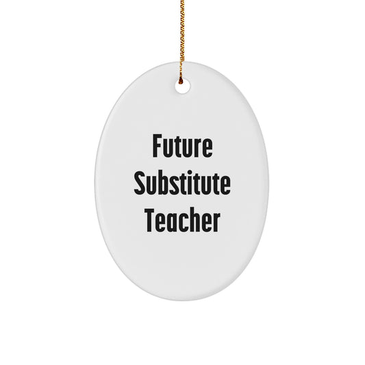 Funny Quote Gifts for Substitute Teachers - Oval Ornament, Unique Christmas Unique Gifts from Friends, Family, Coworkers - Image 1