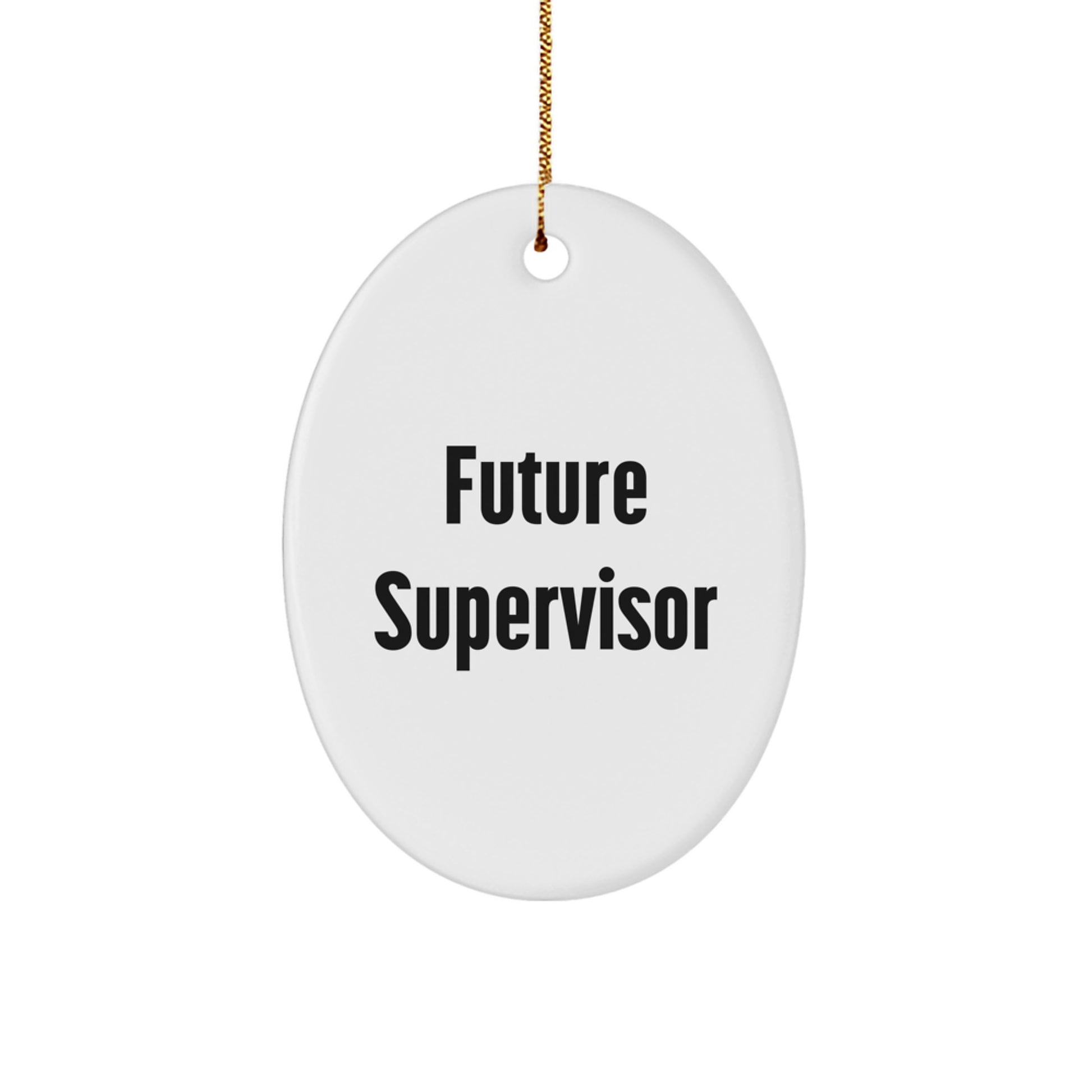 Funny Future Supervisor Oval Ornament Gifts for Men Friends Co-workers Christmas Unique Present - Image 1