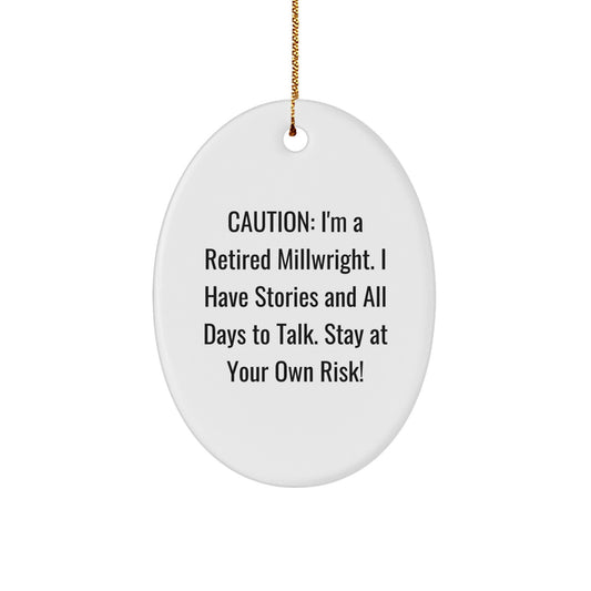 Funny Millwright Gifts from Men to Friends - Oval Ornament Christmas Unique Present for Millwrights - Image 1