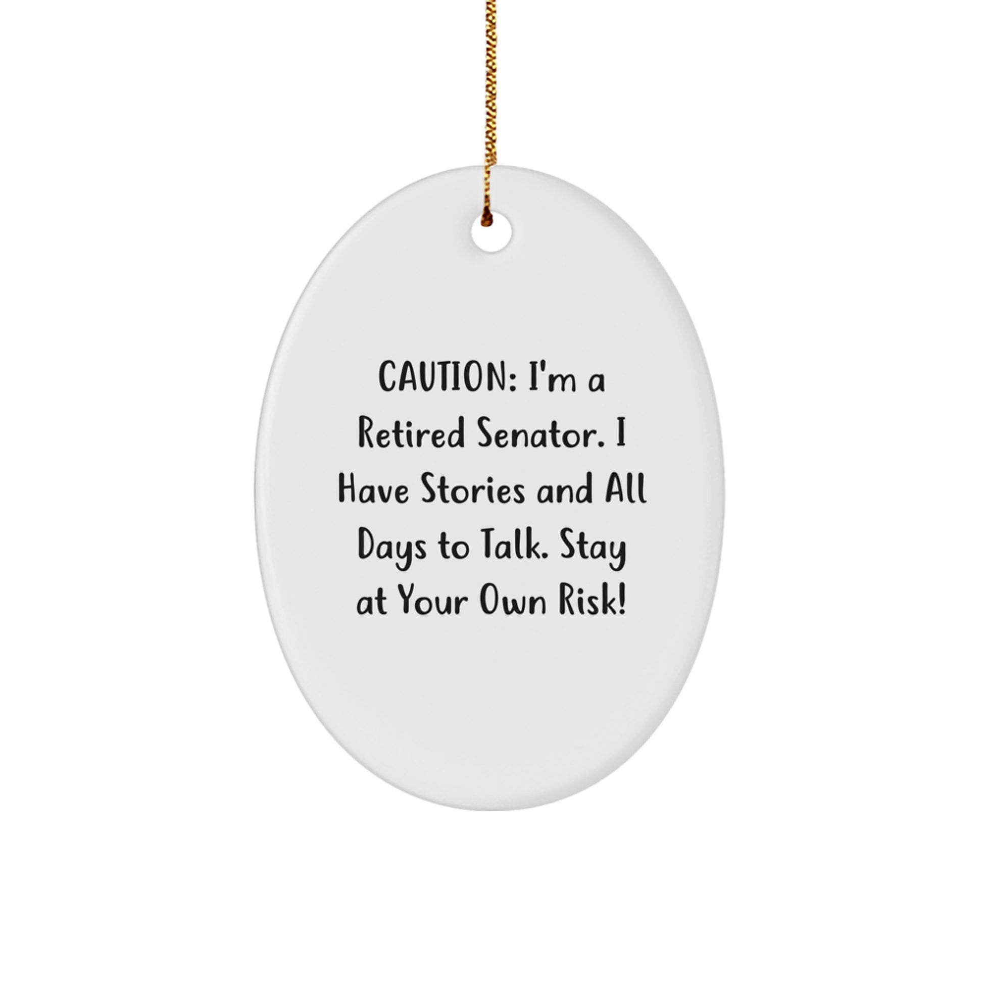 Funny Senator Oval Ornament Gifts from Friends, Christmas Unique Gifts for Senator, I'm A Retired Senator I Have Stories And All Days To Talk - Image 1
