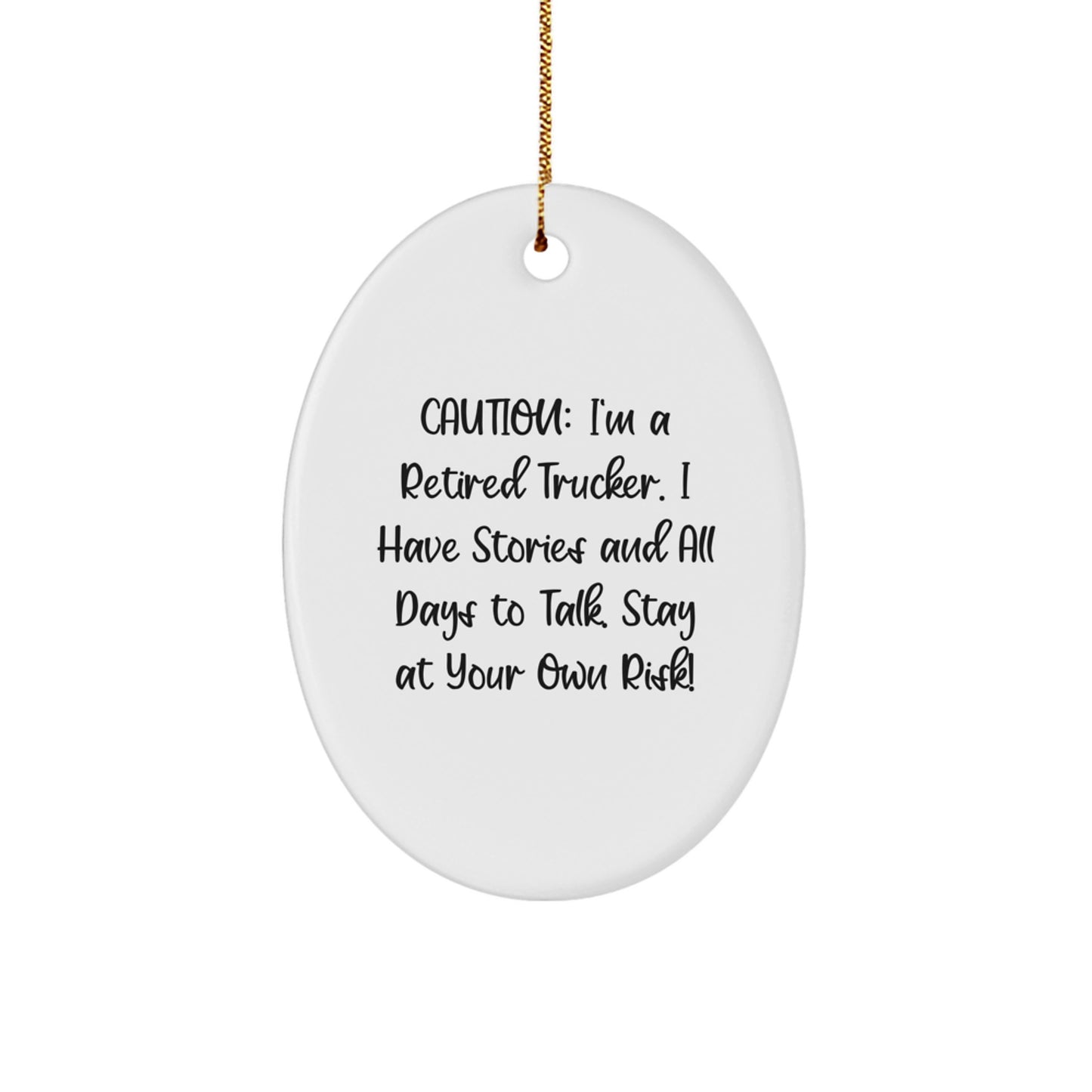 Gifts from Friends and Family for the Trucker in Your Life - Funny Oval Ornament, Christmas Unique Decorations, Trucker Humor, Oval Shaped MDF Decor - Image 1