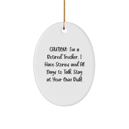 Gifts from Friends and Family for the Trucker in Your Life - Funny Oval Ornament, Christmas Unique Decorations, Trucker Humor, Oval Shaped MDF Decor - Image 1
