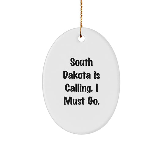 South Dakota Oval Ornament, Funny Quote Gifts from Friends to Family for Christmas - Image 1