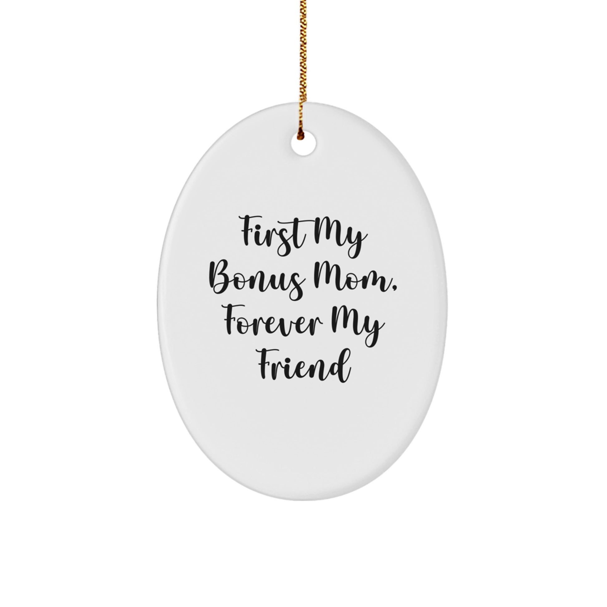 Funny Bonus Mom Gift Ideas Oval Ornament Gifts from Family to Bonus Mom Christmas Unique Gifts - Image 1