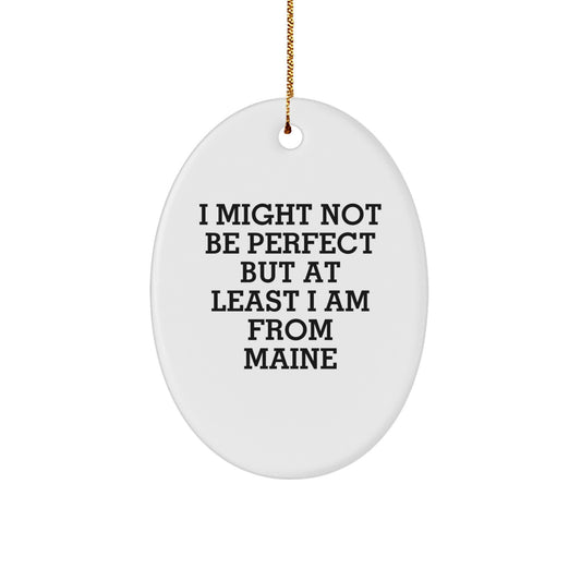 Maine Oval Ornament Gifts from Friends for Family - 'I Might Not Be Perfect' Funny Quote Christmas Decoration - Image 1