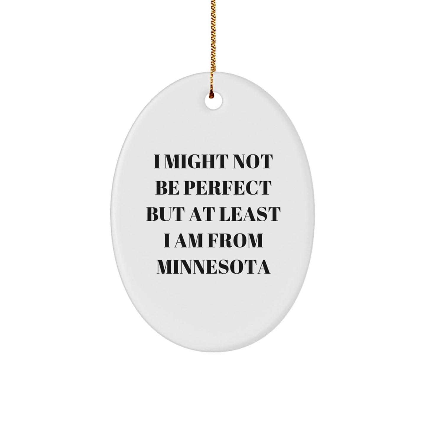 Funny Minnesota Oval Ornament Gift from Friends for Christmas - I Might Not Be Perfect - Image 1