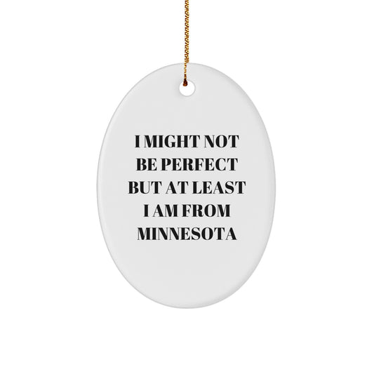 Funny Minnesota Oval Ornament Gift from Friends for Christmas - I Might Not Be Perfect - Image 1