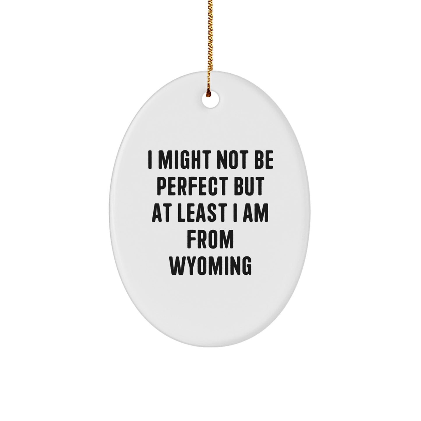 Wyoming Oval Ornament Gifts from Friends for Christmas - 'I Might Not Be Perfect' - Unique Decorations - Image 1