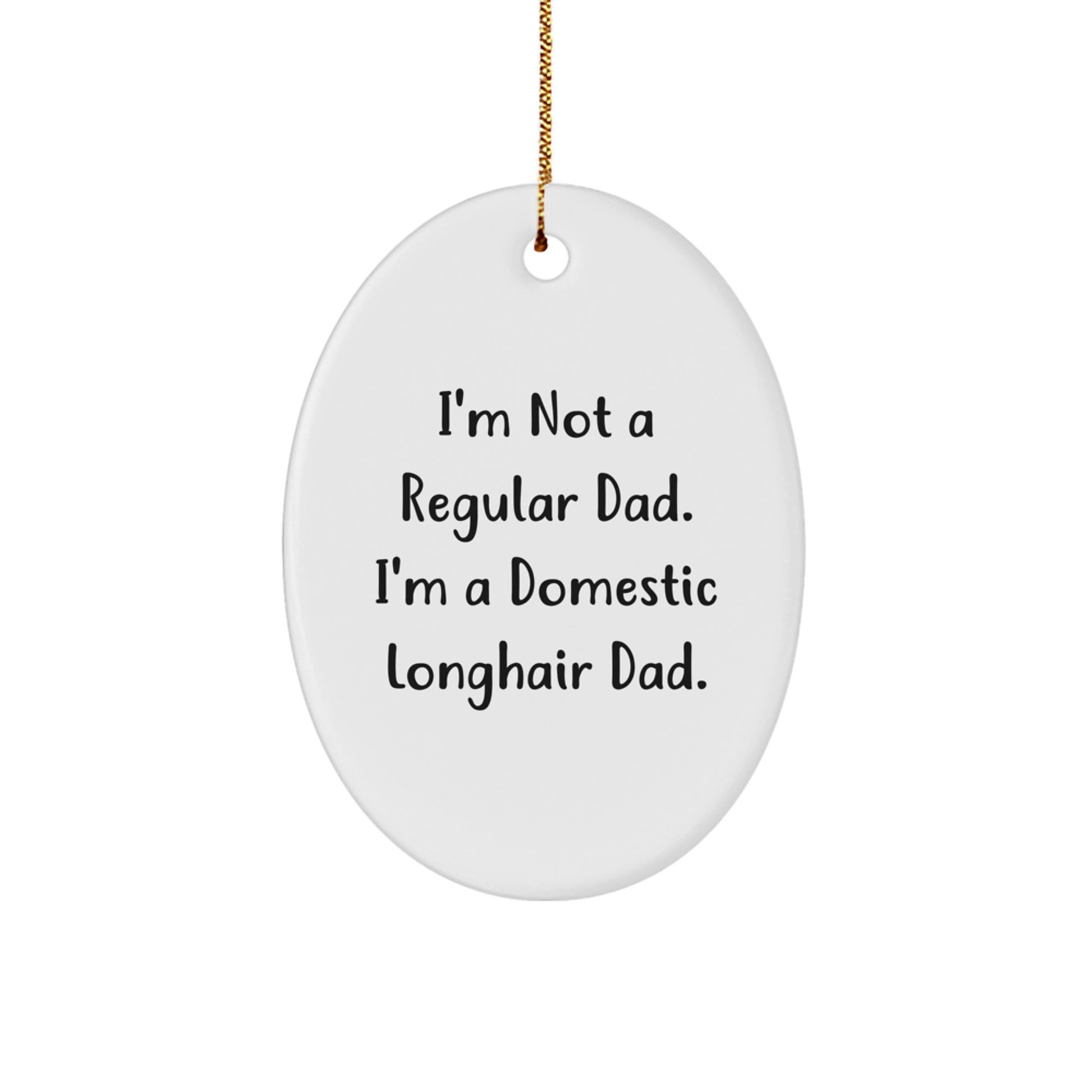 Funny Domestic Longhair Cat Gifts from Men to Fathers for Christmas Unique Ornaments Oval Shaped - Image 1