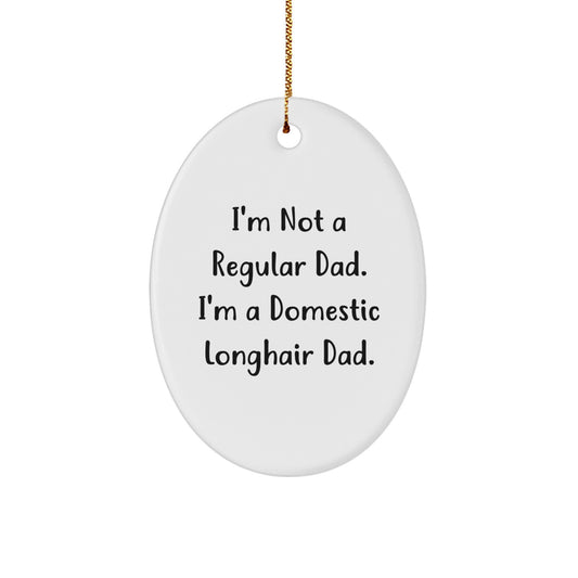 Funny Domestic Longhair Cat Gifts from Men to Fathers for Christmas Unique Ornaments Oval Shaped - Image 1