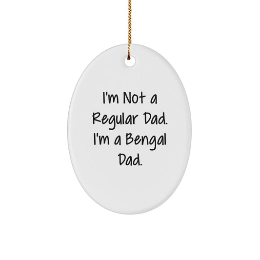 Bengal Cat Dad Funny Christmas Oval Ornament Gifts from Men to Family, Bengal Cat Enthusiast Unique Christmas Unique Gifts, Oval Shaped Ornament for Bengal Cat Lovers - Image 1