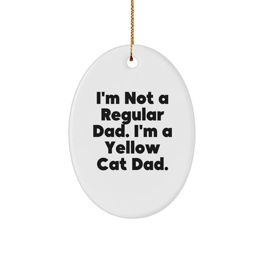Funny Yellow Cat Dad Gifts from Men to Family Members Oval Ornament for Christmas Unique Presents - Image 1