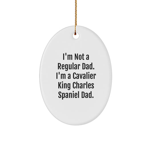 Cavalier King Charles Spaniel Dog Dad Jokes Oval Ornament Funny Gifts for Men from Family - Image 1