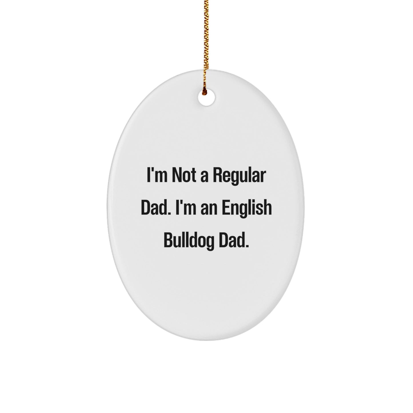 English Bulldog Dad Christmas Oval Ornament Keepsake Gift for Him - Image 1