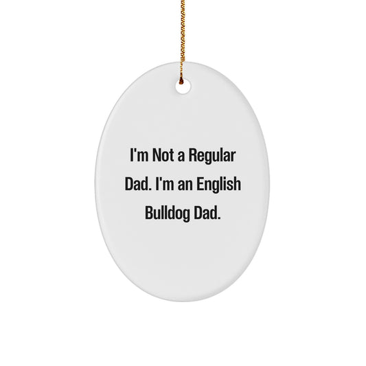English Bulldog Dad Christmas Oval Ornament Keepsake Gift for Him - Image 1