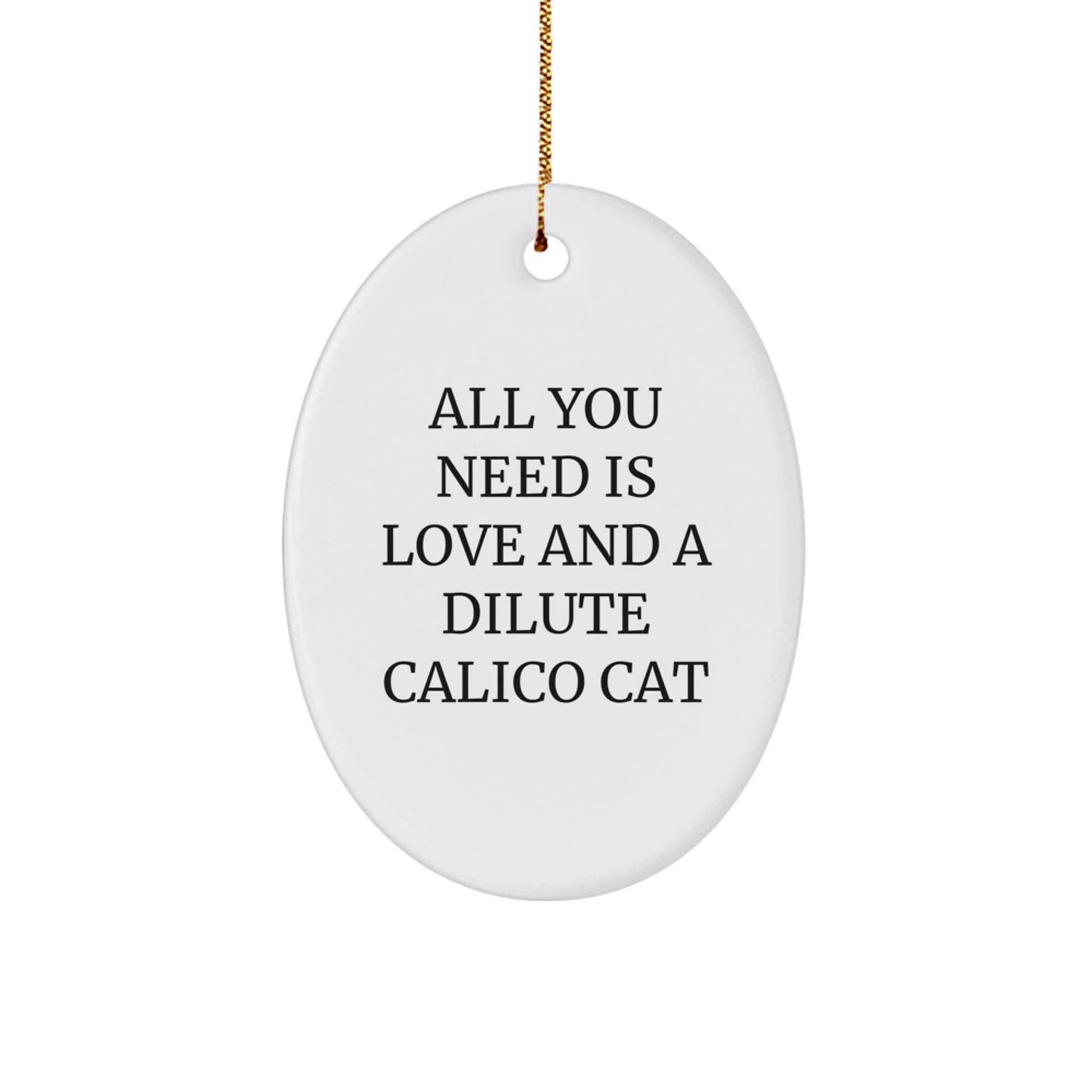 Dilute Calico Cat Oval Ornament Gifts from Friends to Dilute Calico Cat Lovers, Cute Christmas Unique Gifts - Image 1