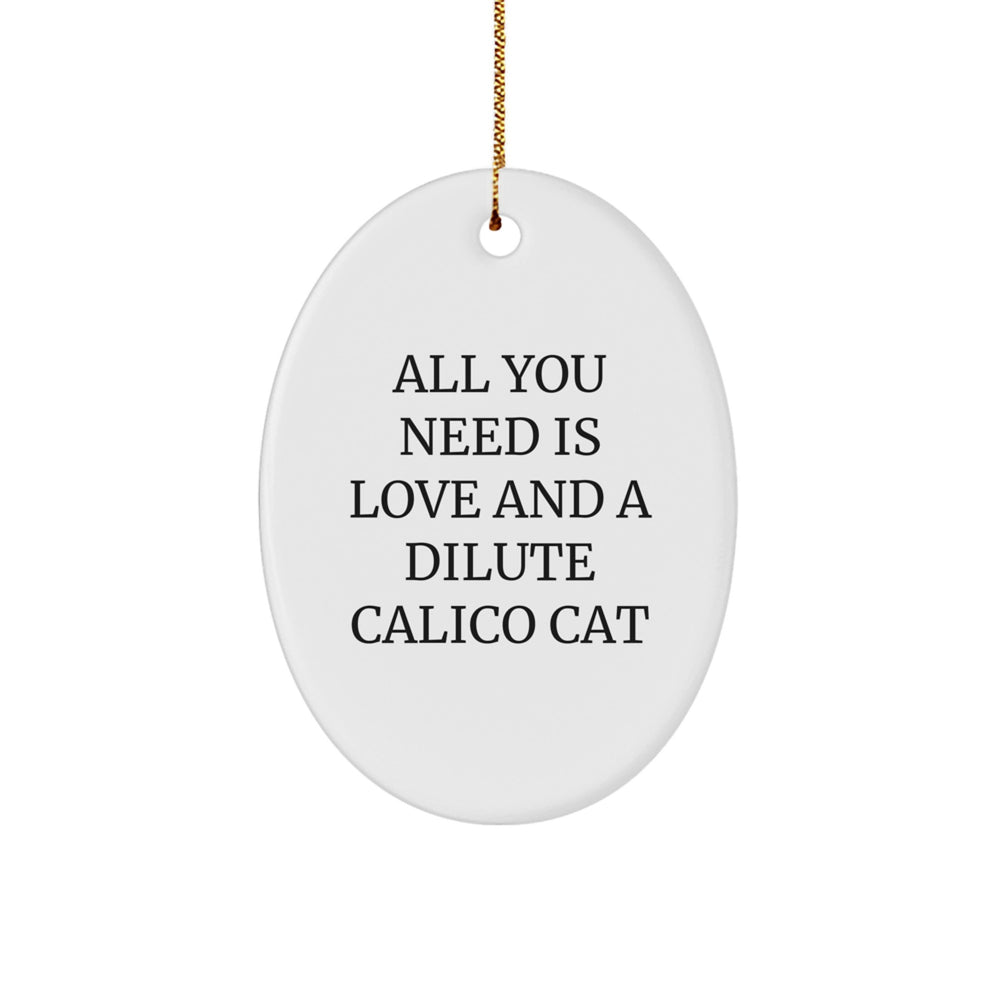 Dilute Calico Cat Oval Ornament Gifts from Friends to Dilute Calico Cat Lovers, Cute Christmas Unique Gifts - Image 1