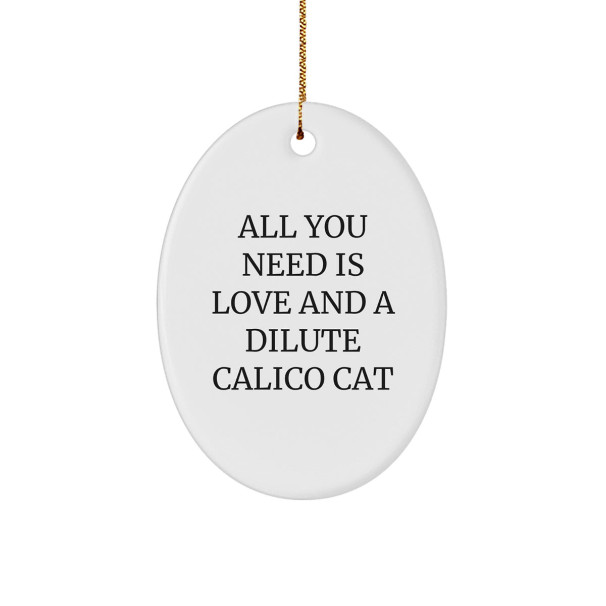 Dilute Calico Cat Oval Ornament Gifts from Friends to Dilute Calico Cat Lovers, Cute Christmas Unique Gifts - Image 1