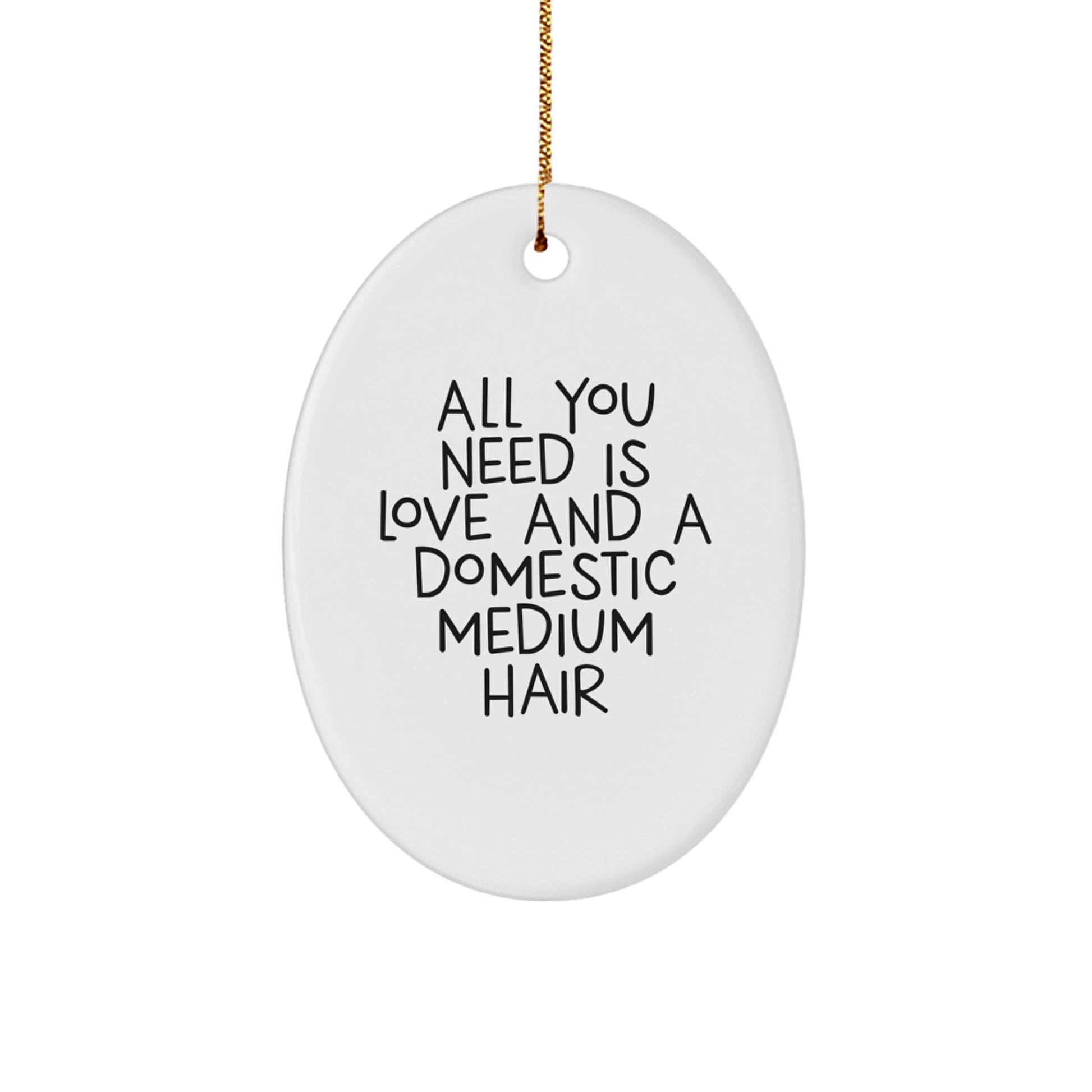Funny Domestic Medium Hair Gifts for Christmas - Oval Ornament, 'All You Need Is Love' Quote, from Friends - Image 1