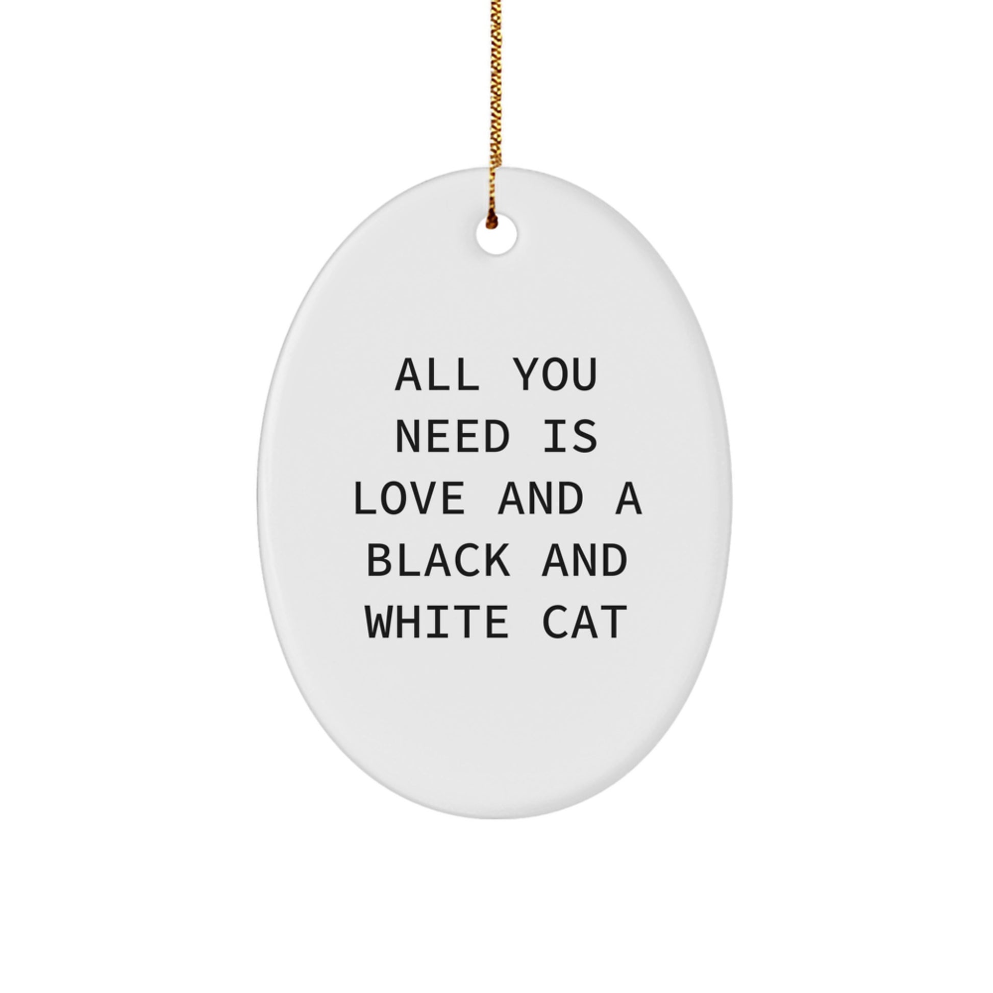 Funny Black and White Cat Gifts for Friends, Oval Ornament, Christmas Unique Presents from Lover to Family Member - Image 1