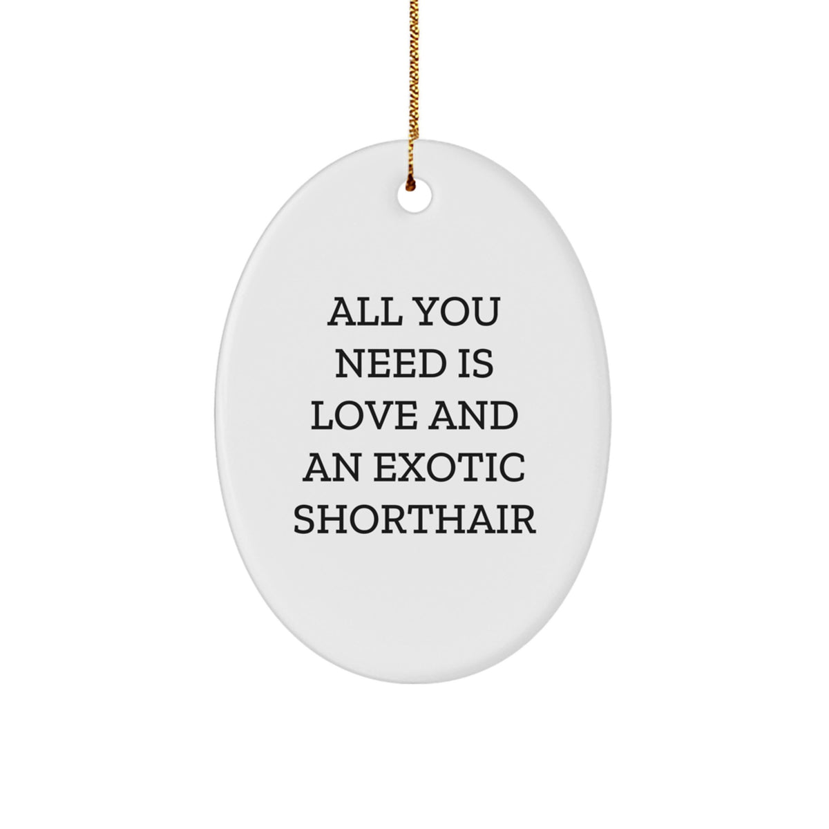 Funny Exotic Shorthair Cat Gifts for Christmas - Oval Ornament 'All You Need Is Love' - Unique Christmas Unique Gifts from Friends to Exotic Shorthair Cat Lovers - Image 1