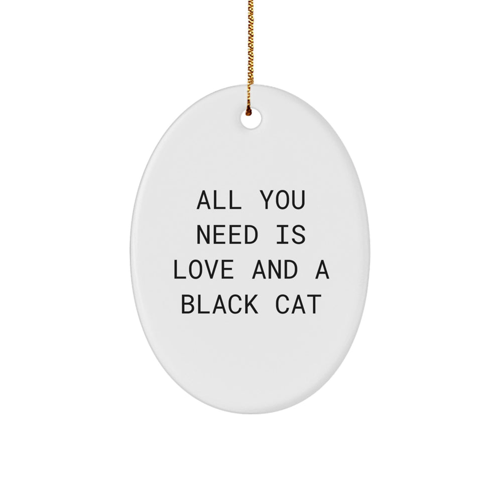 Black Cat Oval Ornament Gift from Men to Women Friends Family for Christmas - Image 1