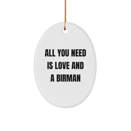 Christmas Unique Gift for Her Birman Cat Oval Ornament Present With Love - Image 1
