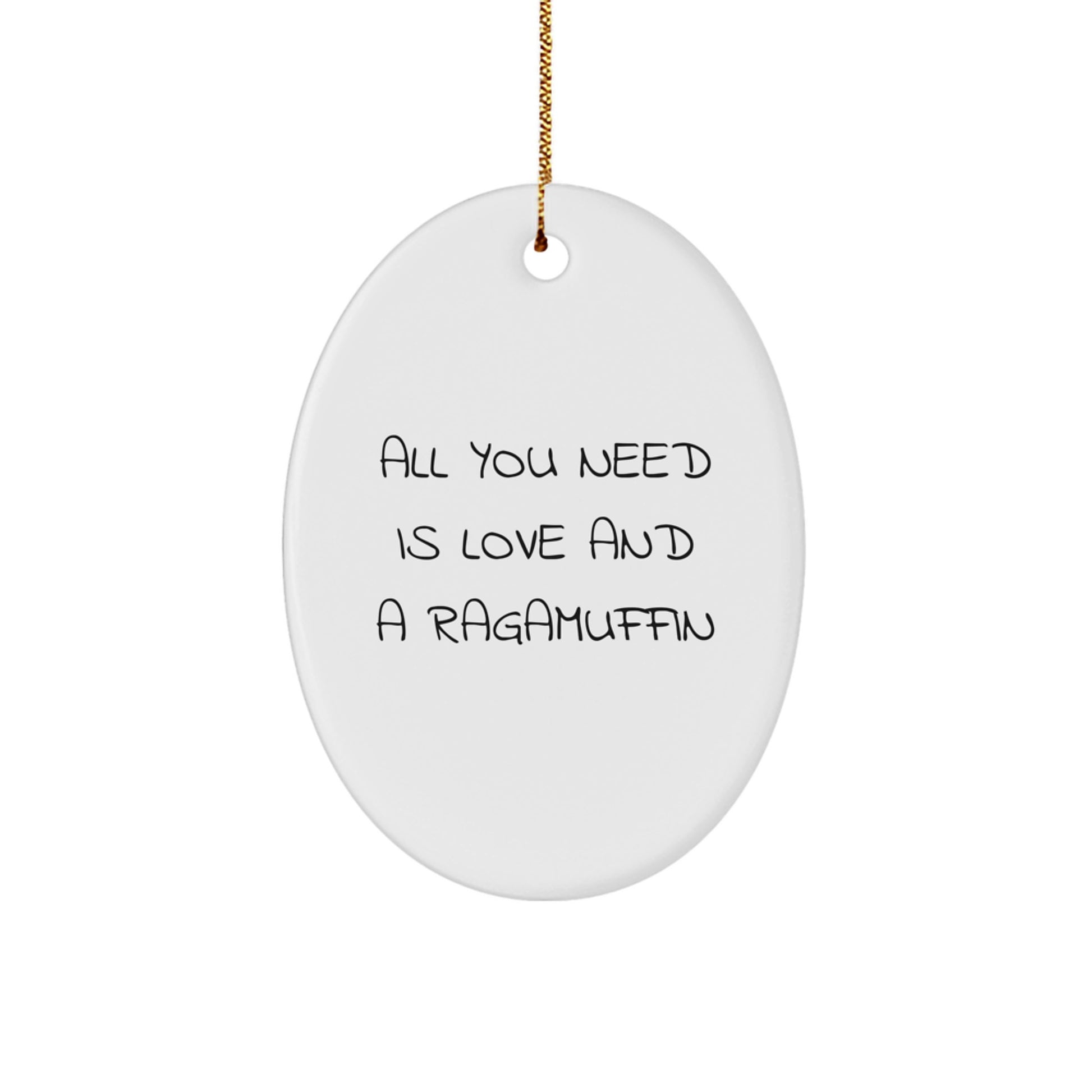 Ragamuffin Cat Oval Ornament, Funny Quote Gifts from Family to Friends for Christmas - Image 1