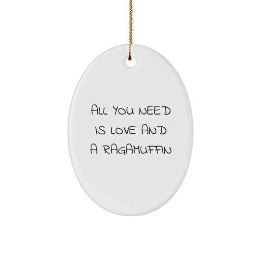 Ragamuffin Cat Oval Ornament, Funny Quote Gifts from Family to Friends for Christmas - Image 1
