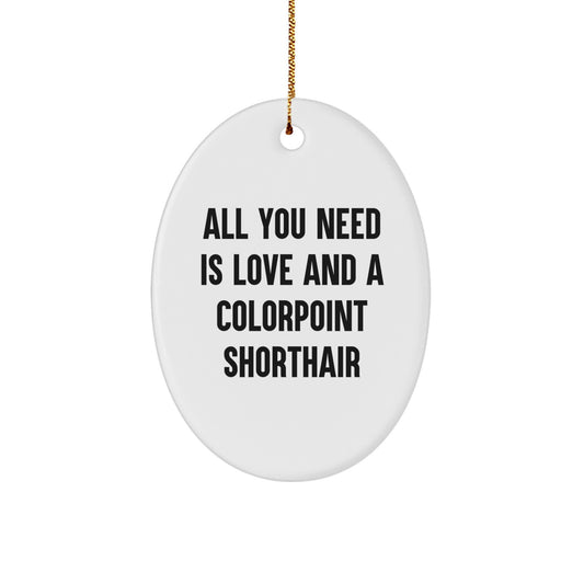 Colorpoint Shorthair Cat Oval Ornament Gifts from Men, Women, Family, Friends, Coworkers - All You Need Is Love And A Colorpoint Shorthair - Christmas Unique Gifts - Image 1