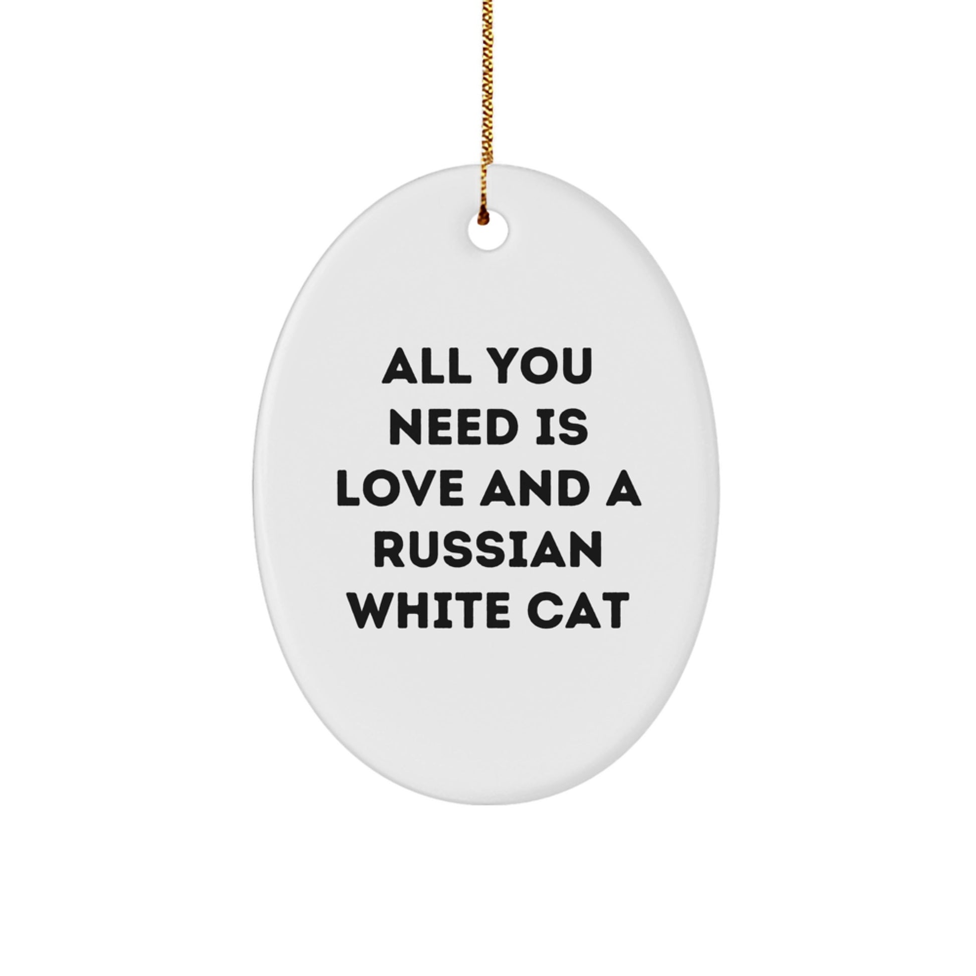 Funny Russian White Cat Oval Ornament Gifts from Friends for Russian White Cat Lovers, Christmas Unique Presents for Russian White Cat Enthusiasts, Russian White Cat Christmas Decorations - Image 1