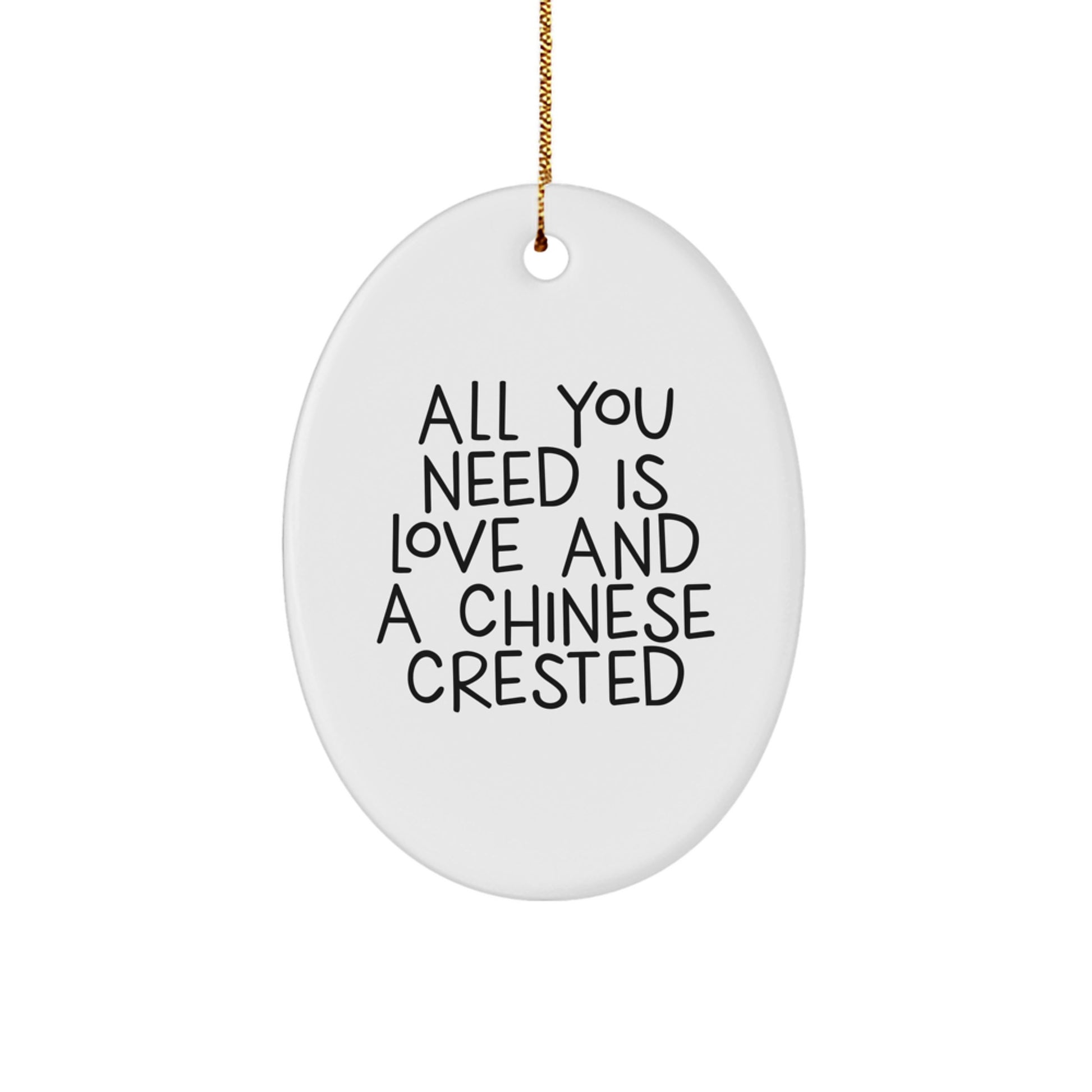 Love And A Chinese Crested Christmas Unique Gift Oval Ornament for Friends - Image 1