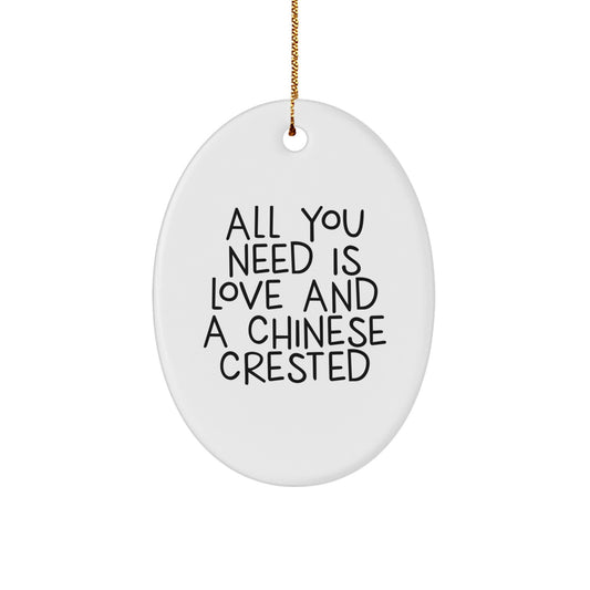 Love And A Chinese Crested Christmas Unique Gift Oval Ornament for Friends - Image 1
