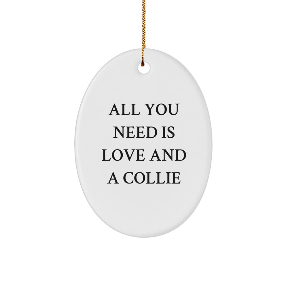 Funny Collie Dog Gifts for Men Women Friends Family Christmas Unique Oval Ornaments Gifts from Men Women Friends Family - Image 1