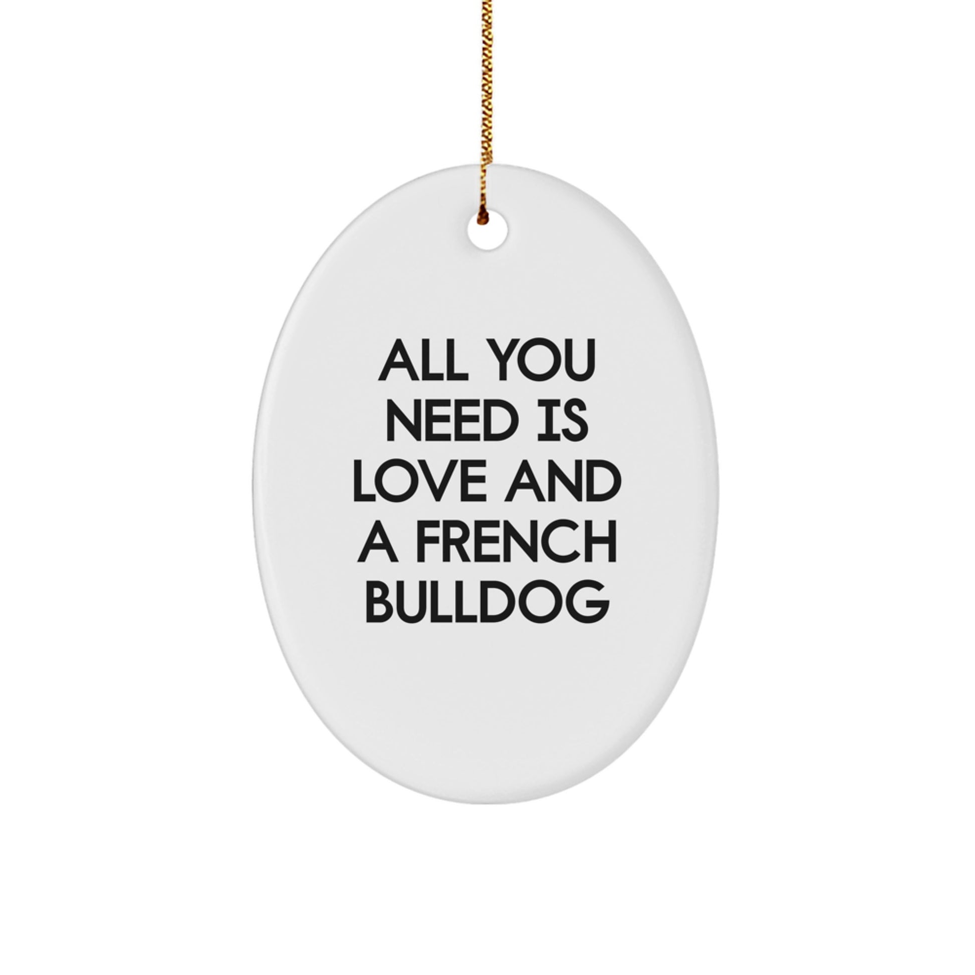 For Him French Bulldog Keepsake Christmas Ornament Gift White Oval - Image 1