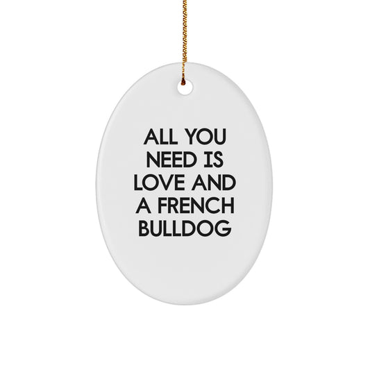For Him French Bulldog Keepsake Christmas Ornament Gift White Oval - Image 1