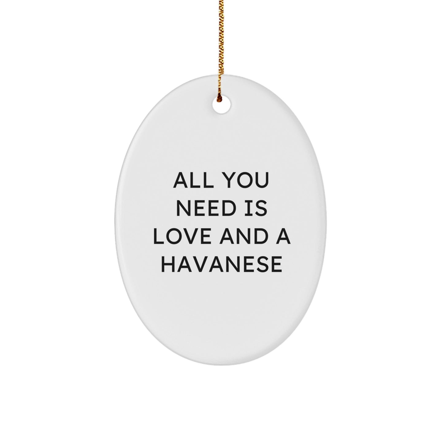 Funny Havanese Dog Gifts for Friends and Family - Oval Ornament with All You Need Is Love And A Havanese Quote - Christmas Unique Gifts from Men and Women - Image 1