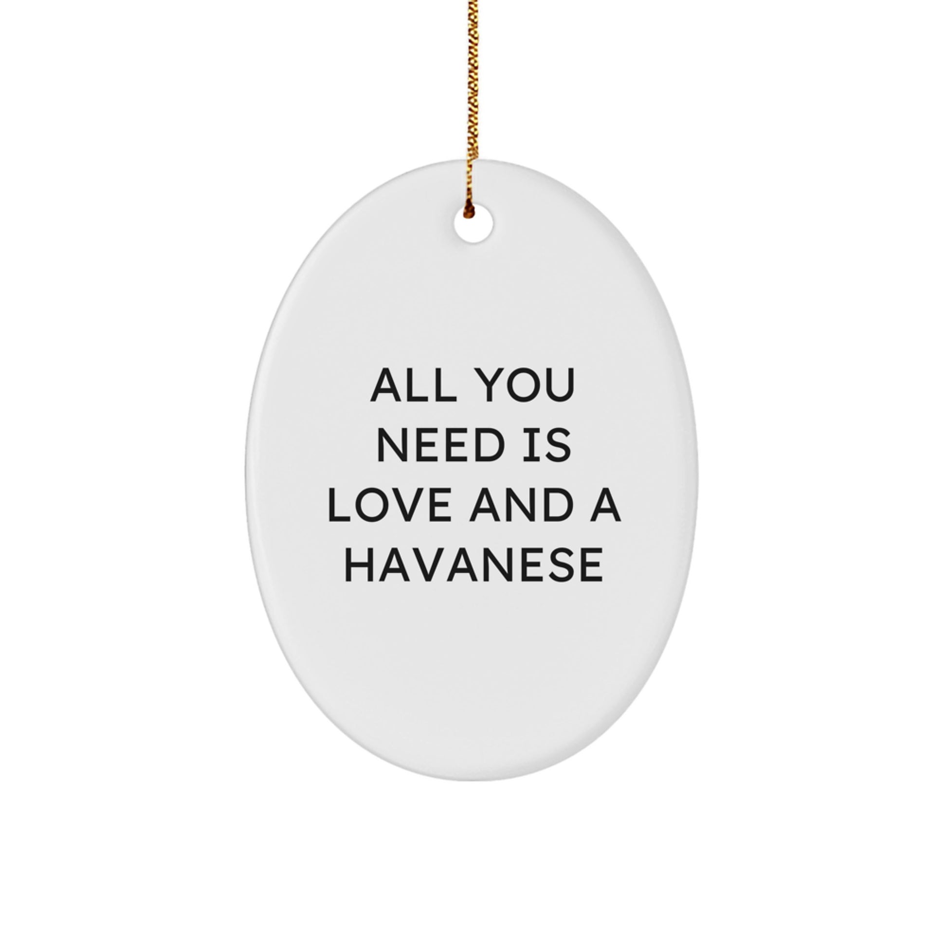 Funny Havanese Dog Gifts for Friends and Family - Oval Ornament with All You Need Is Love And A Havanese Quote - Christmas Unique Gifts from Men and Women - Image 1