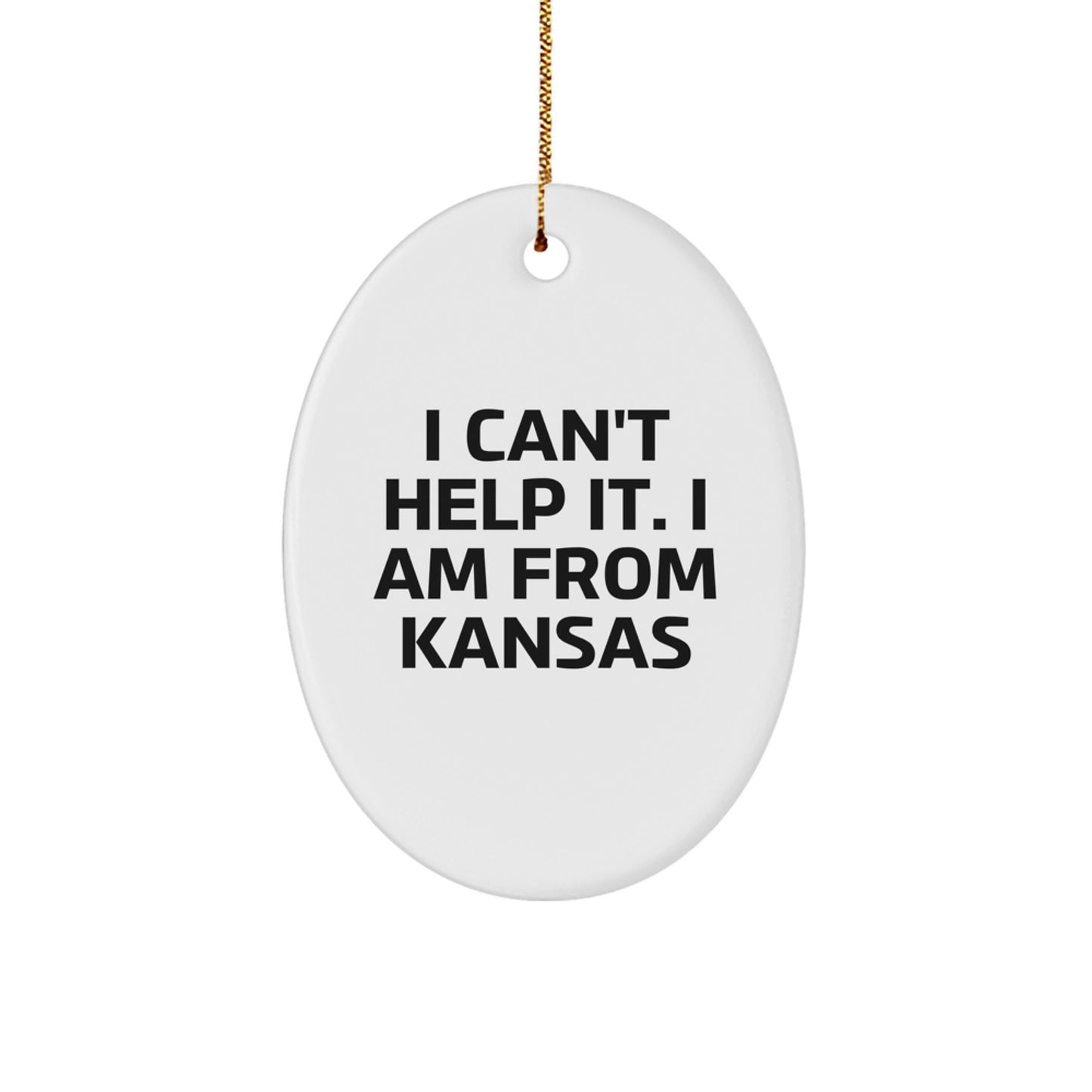 Funny Kansas Christmas Oval Ornament Gifts from Men to Friends in Kansas - Image 1