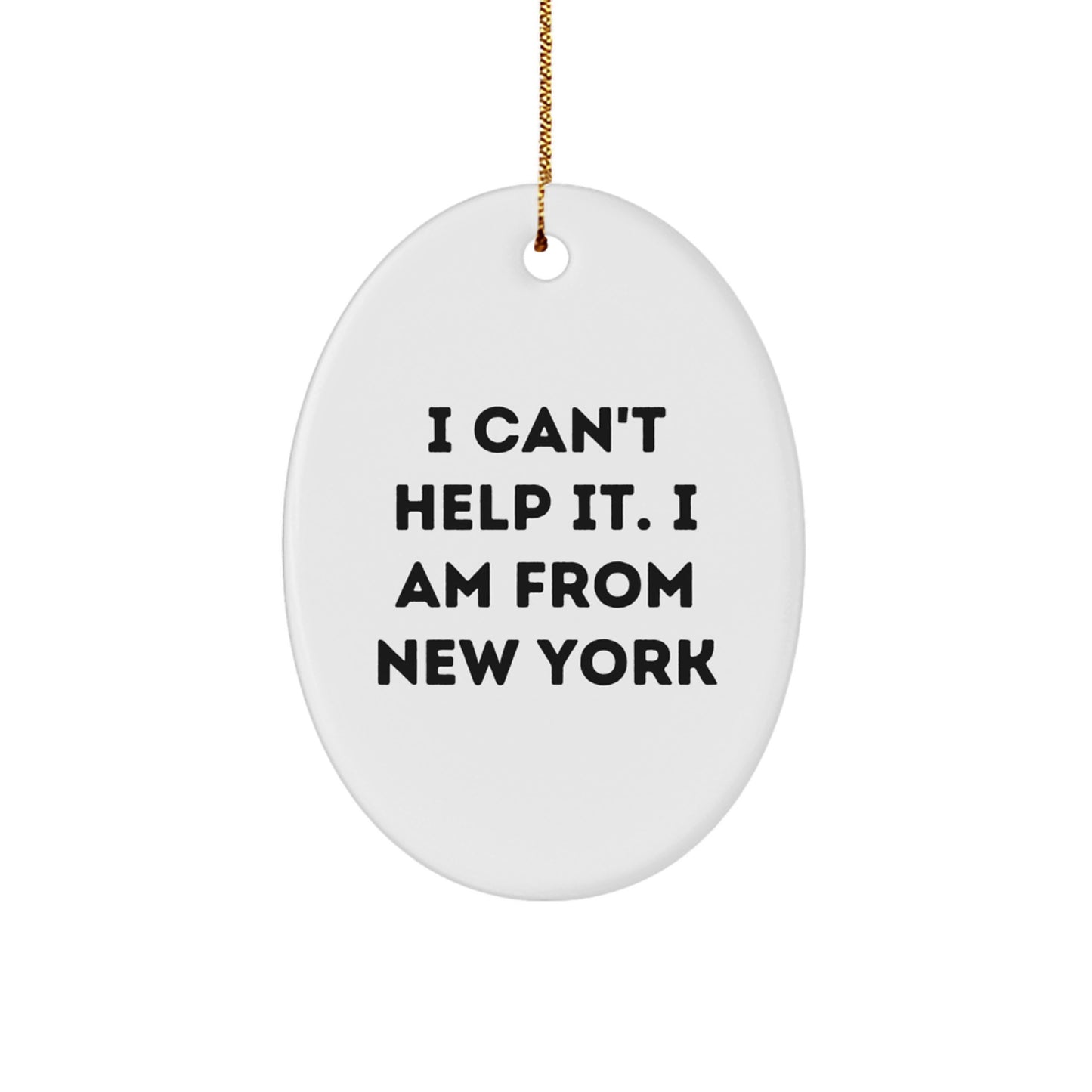 New York Oval Ornament, Funny Gift from New Yorker Friends for Family, Christmas Unique Decorations - Image 1