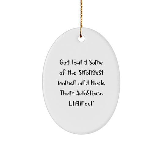 Funny Gifts from Women for Aerospace Engineer Christmas Unique Ornaments - Oval Shape with Bright Colors and Festive Gold Cord - Image 1